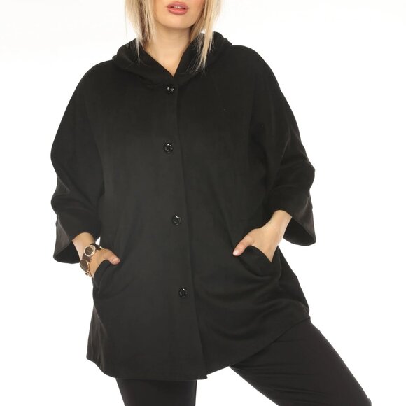 Black Suede Pockets Designer Light Jacket - Picture 3 of 5